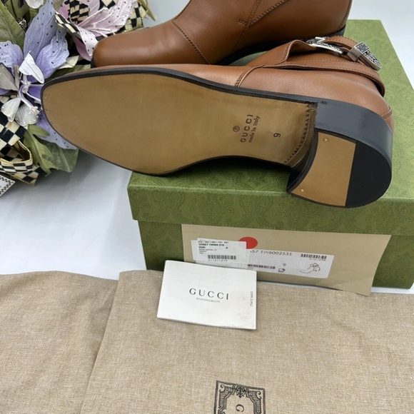Men’s Gucci calf skin Jakarta buckle boots size 9, made in Italy - Picture 9 of 10